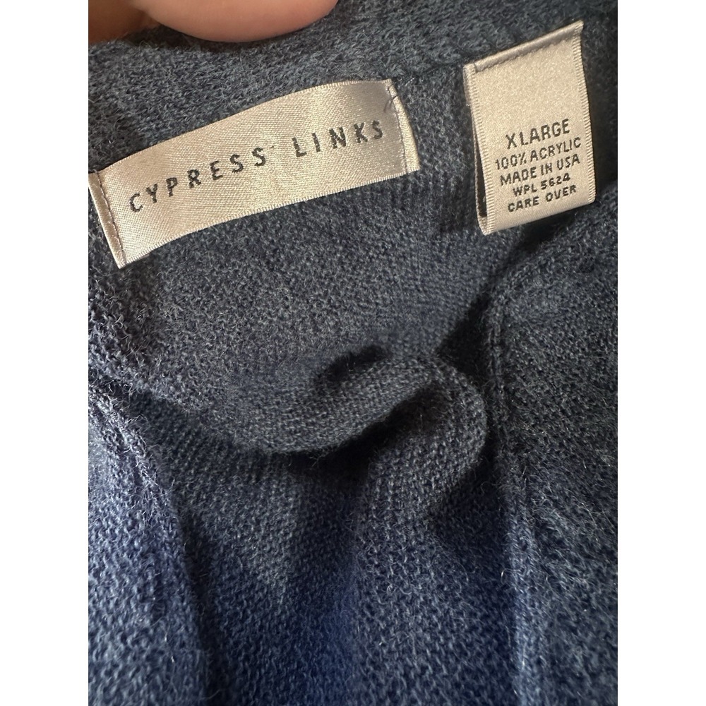 Vintage Cypress Links Cardigan Sweater Mens 2XL Blue Knit Button Front USA Made - Picture 8 of 9